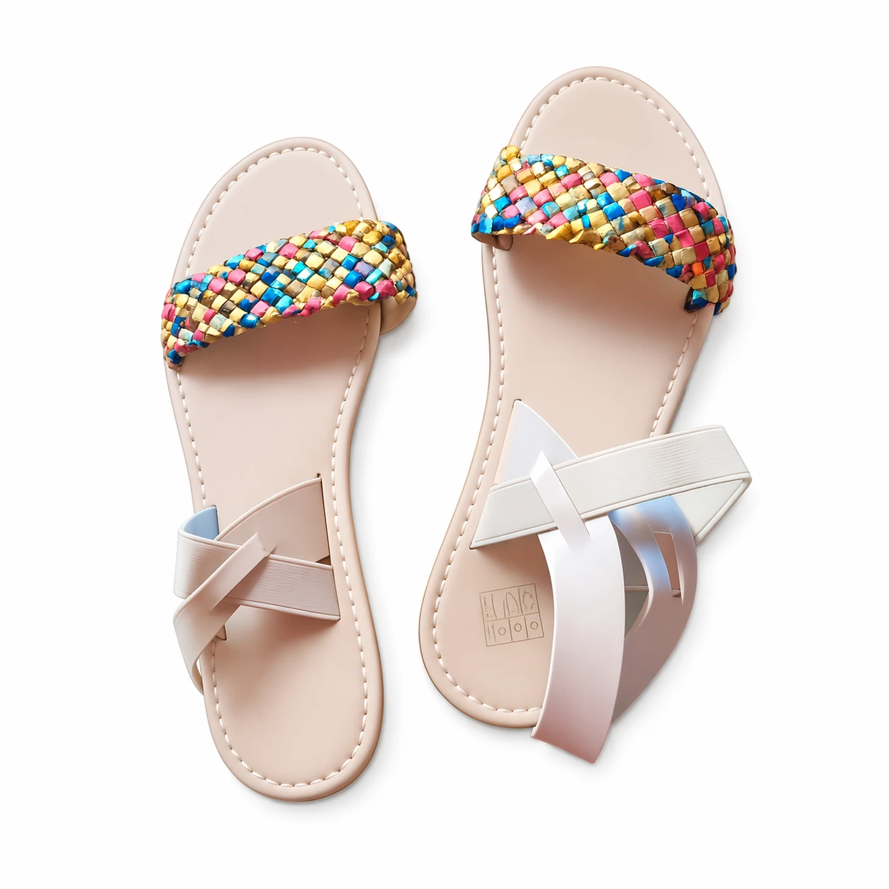 Sandálias Femininas Trançadas Coloridas com Design Elegante