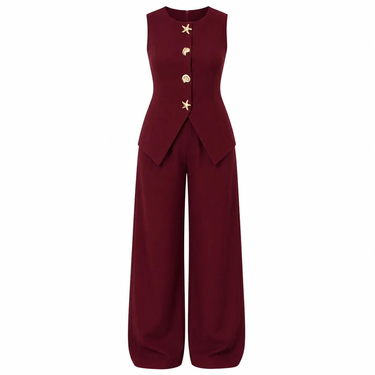 Conjunto Feminino Elegance Premium Sem Mangas – Bordô