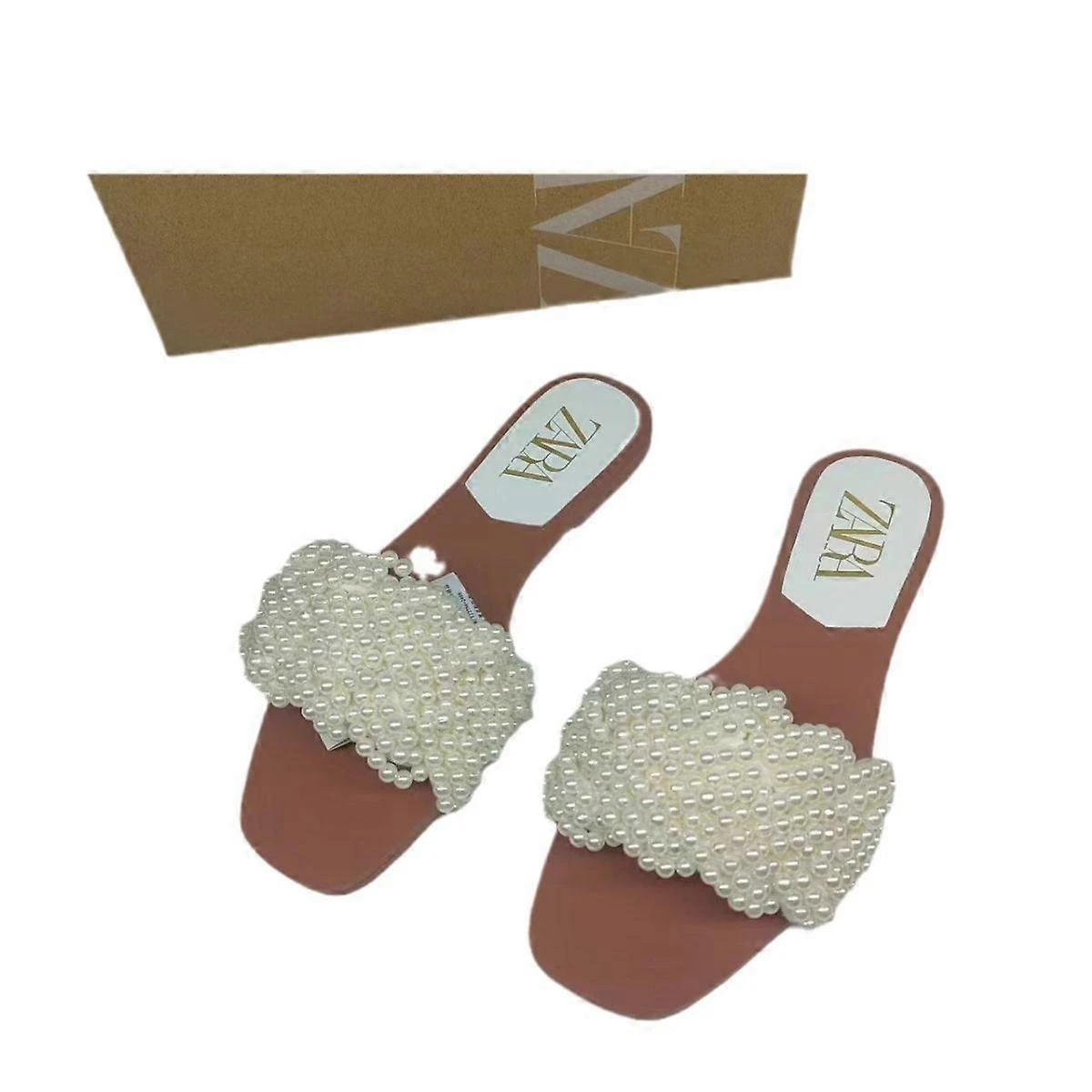 Chinelos Rasteiros Elegantes com Pérolas