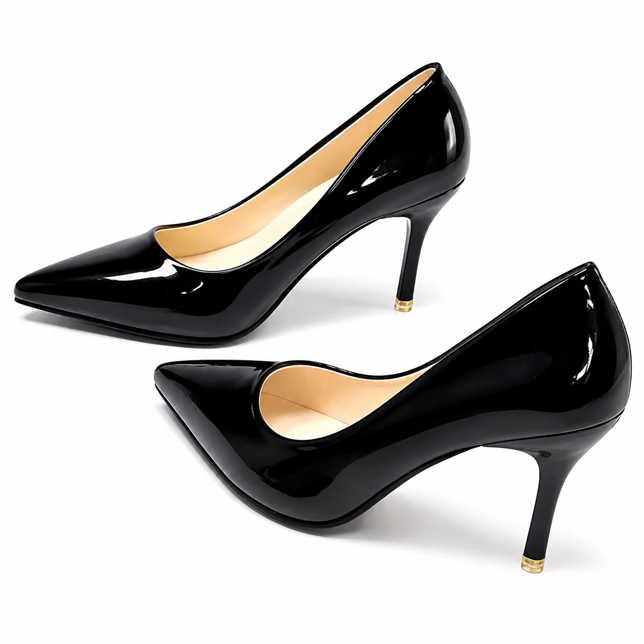 Sapato Feminino Preto Verniz com Salto Fino