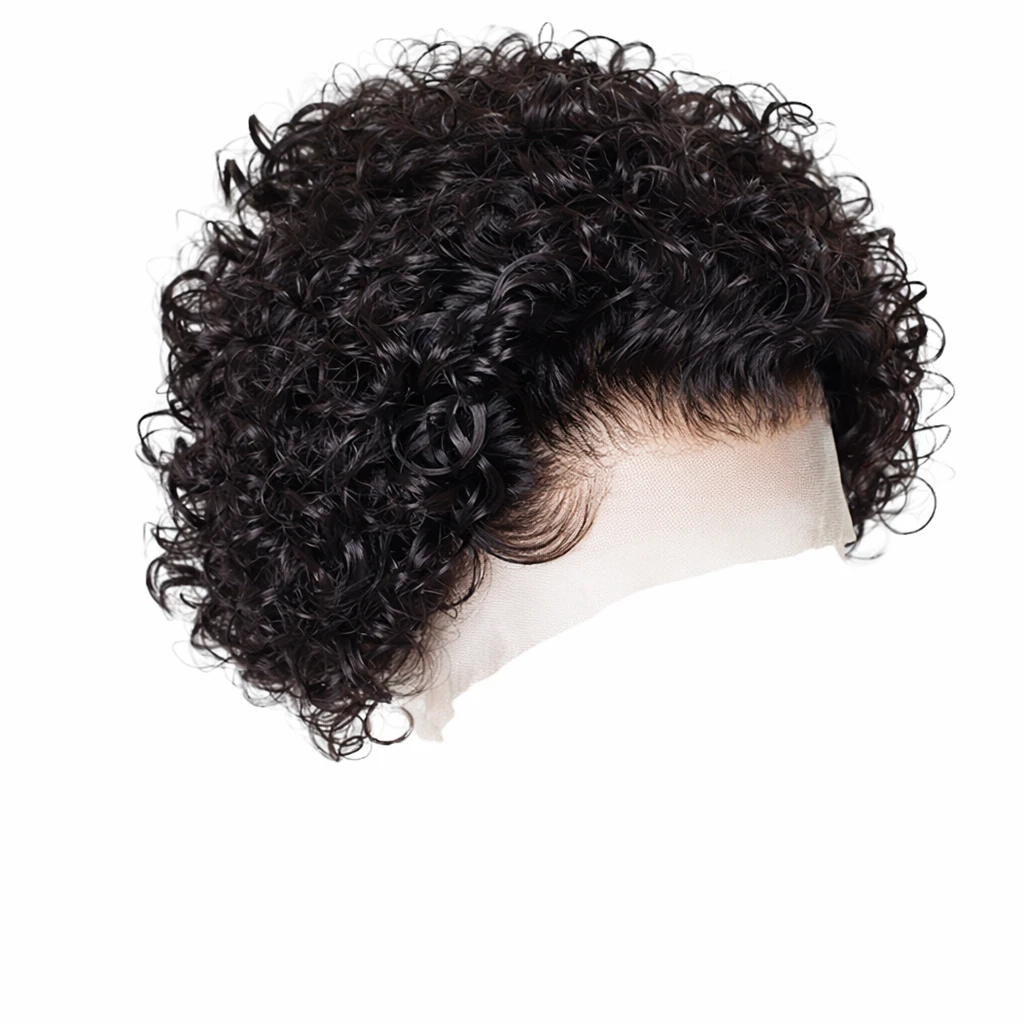 Peruca curta e cacheada com renda