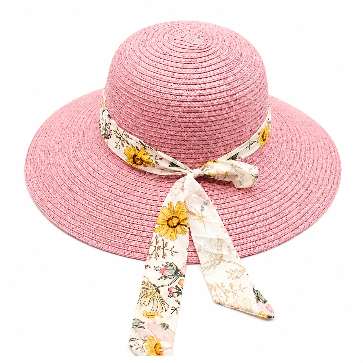 Chapéu Feminino de Praia em Palha com Laço Estampado – Proteção Solar Elegante