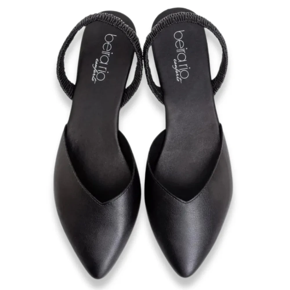 Sapatilha Feminina Beira Rio Slingback Preta com Elástico – Conforto e Estilo Casual