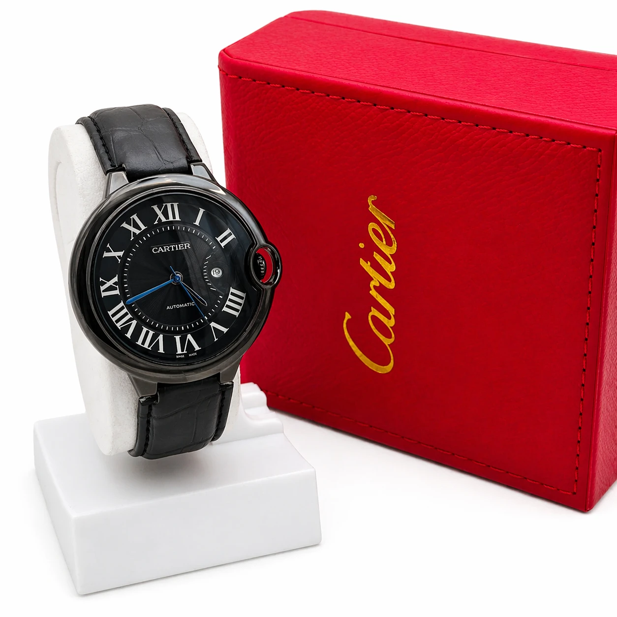 Relógio Masculino Luxo Automático Dial Azul com Pulseira Preta