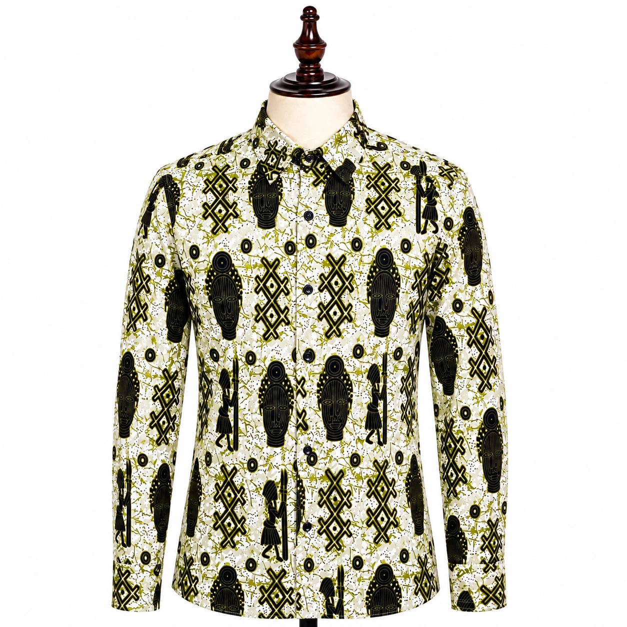 Camisa Masculina de Manga Comprida Estilo Africano