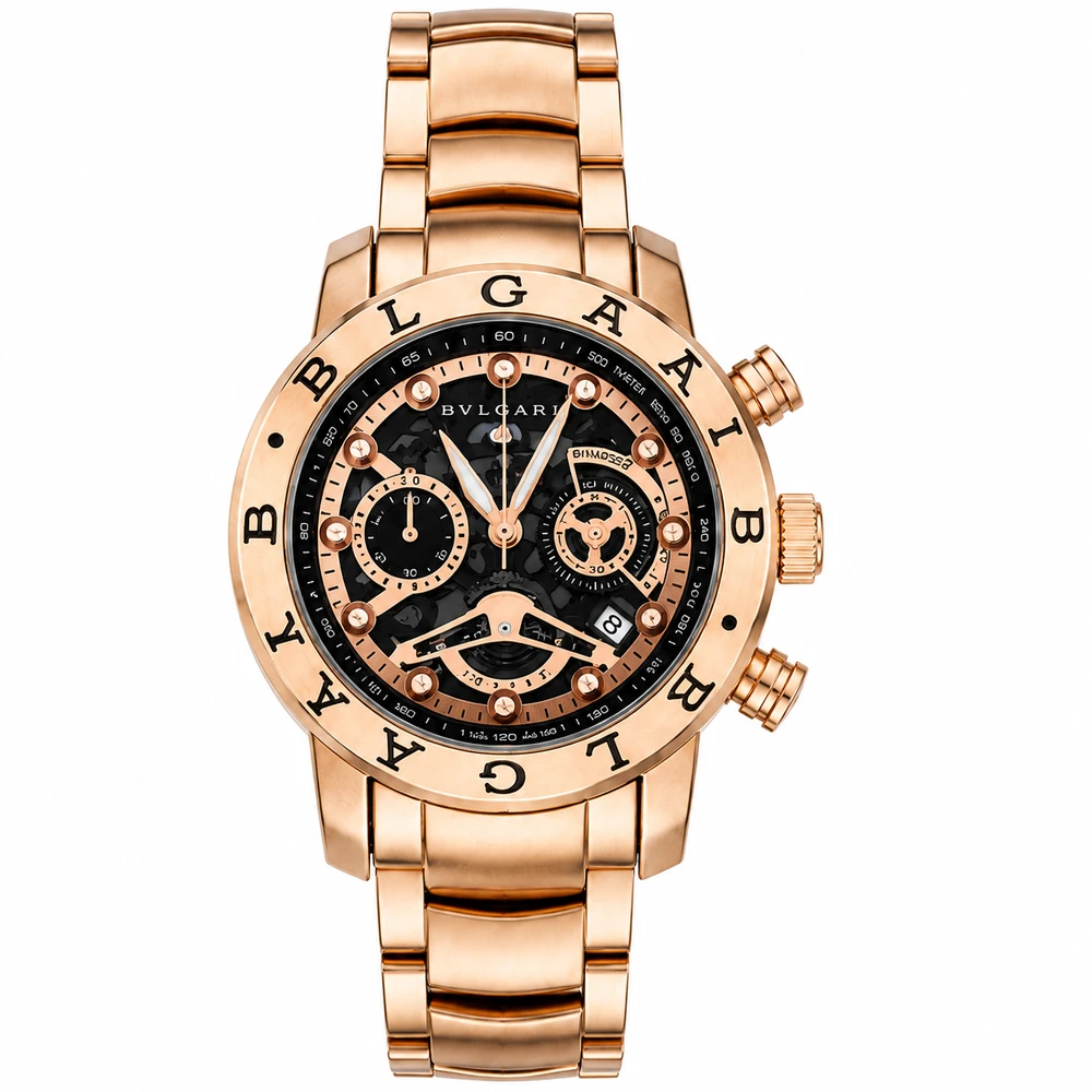 Relógio BVLGARI Dourado Masculino Cronógrafo