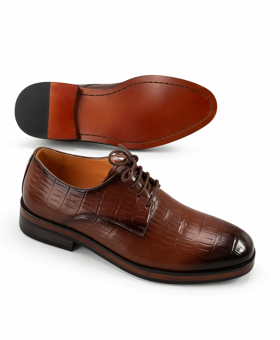 Sapato Social Masculino Couro Texturizado Croco Premium