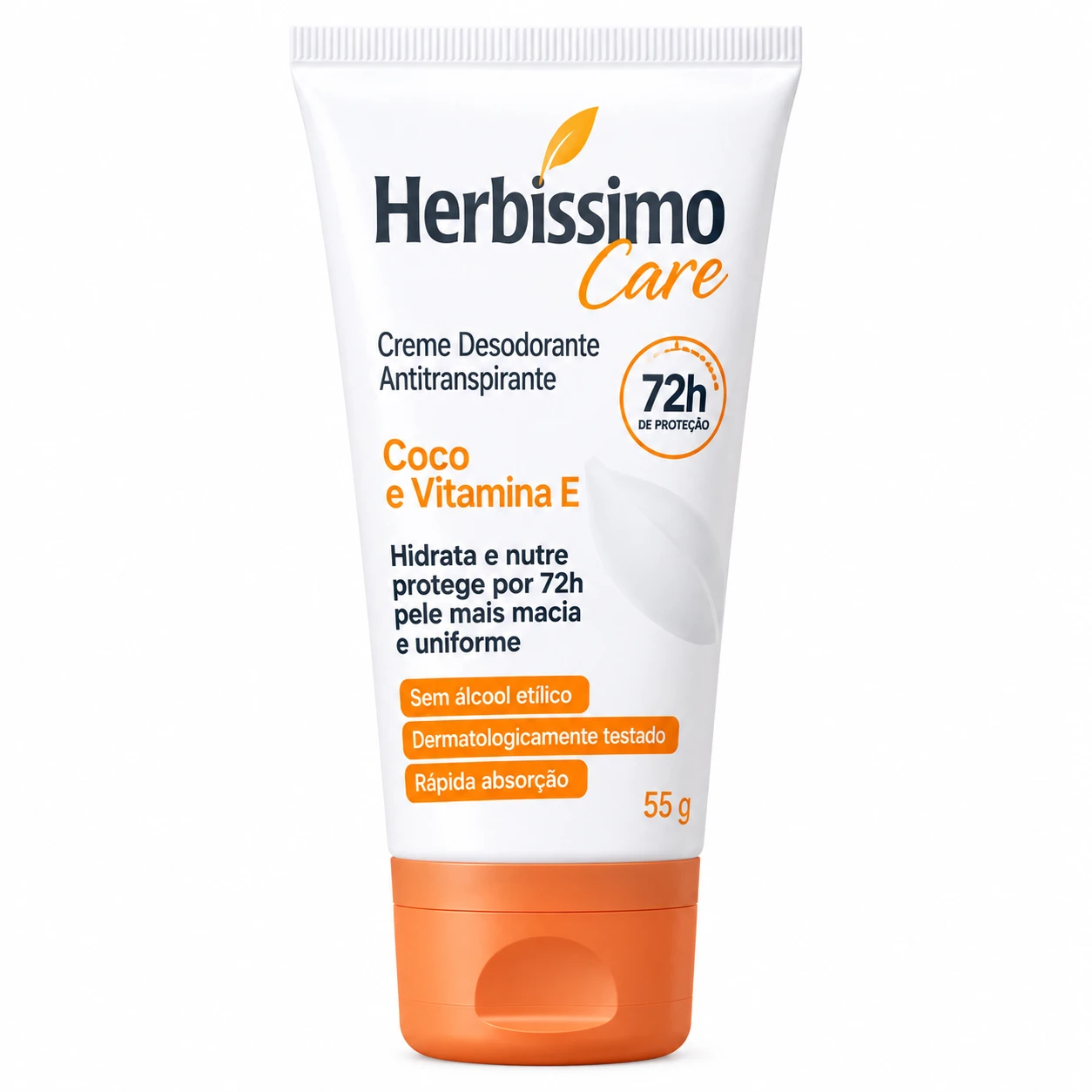 Herbíssimo Care Creme Desodorante Antitranspirante Coco e Vitamina E – 55 g