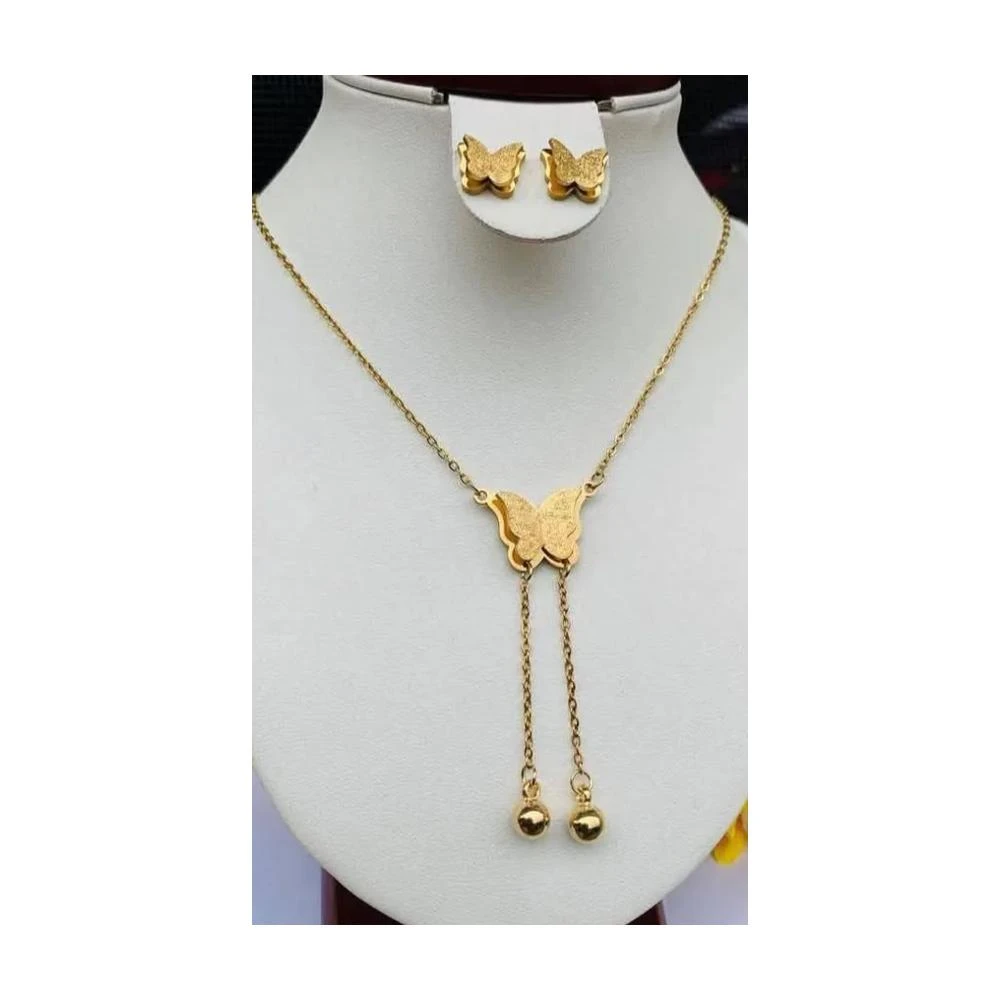 Conjunto Feminino Elegance – Colar Gravata Ajustável + Brincos Borboleta