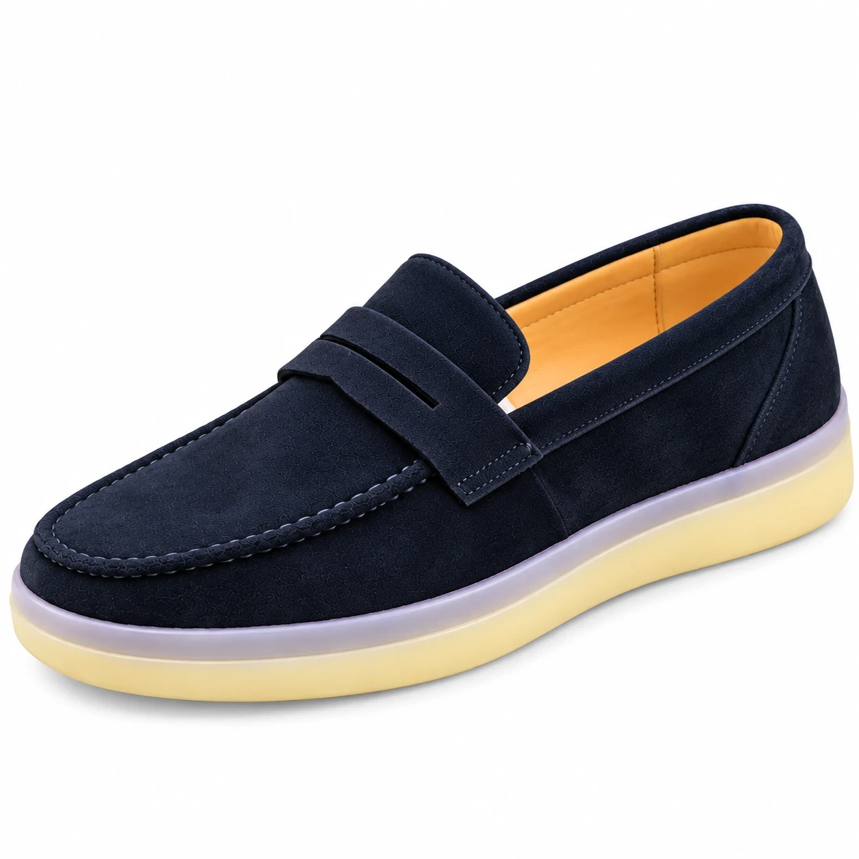 Mocassim Masculino Casual em Camurça – Castanho e Azul-Escuro