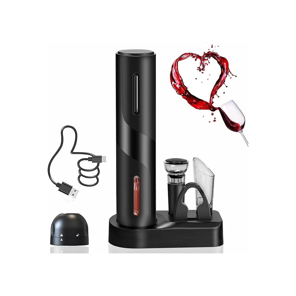 Conjunto de Abridor de Vinho Elétrico 5 em 1