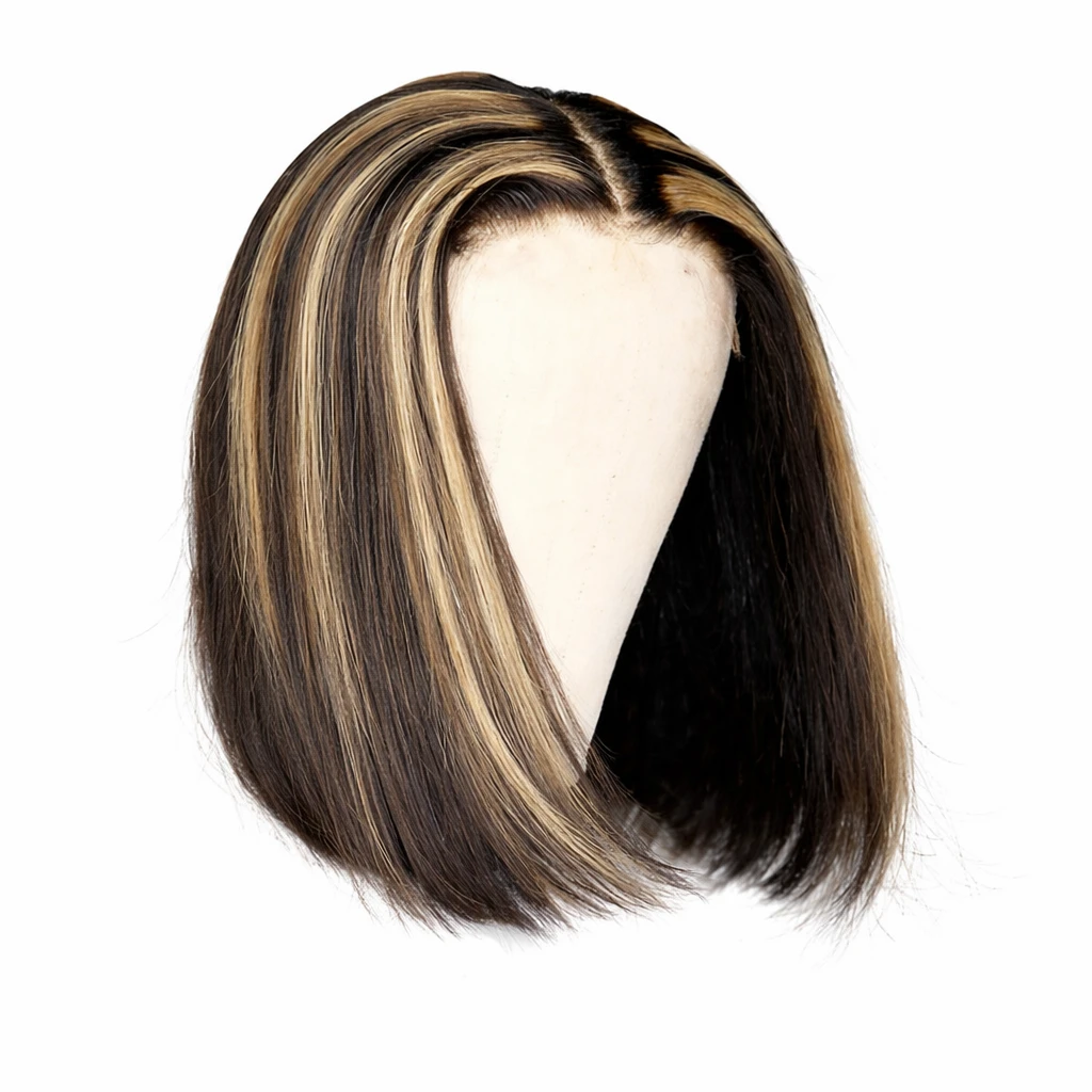 Peruca Bob Lisa com Mechas Loiro Mel(orgânica)