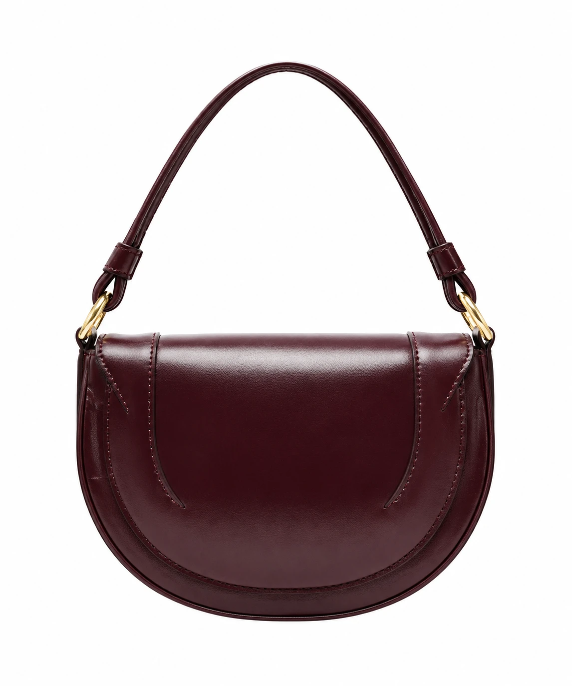 Bolsa Feminina de Ombro Meia Lua em Couro Sintético – Bordô