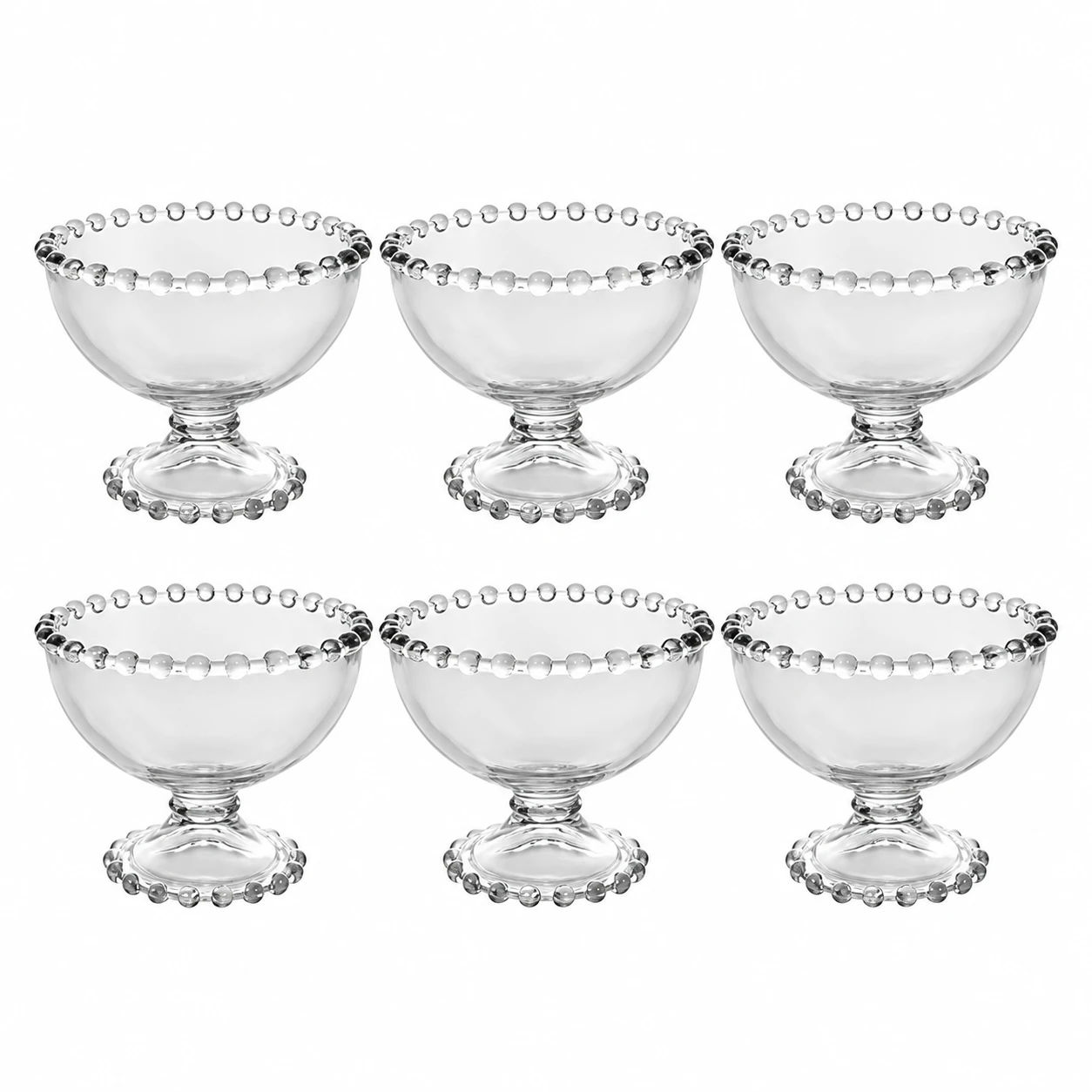Conjunto de Taças para Sobremesa em Vidro Transparente – 6 Peças