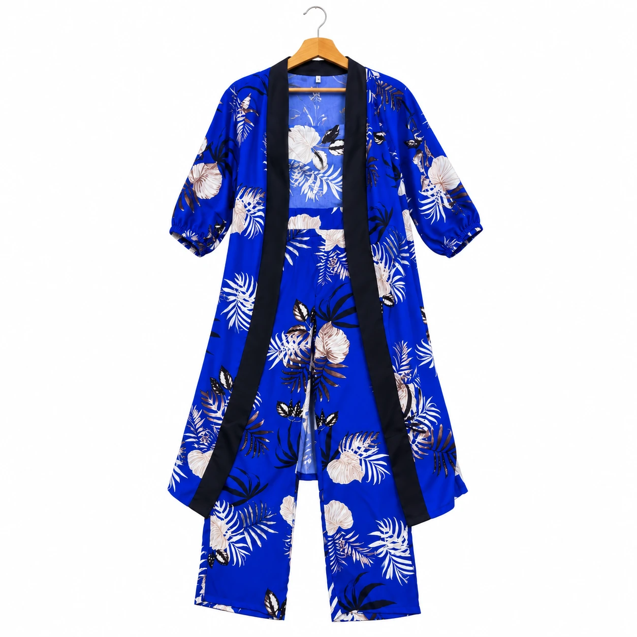 Conjunto Feminino 2 Peças Floral Azul – Kimono e Calça