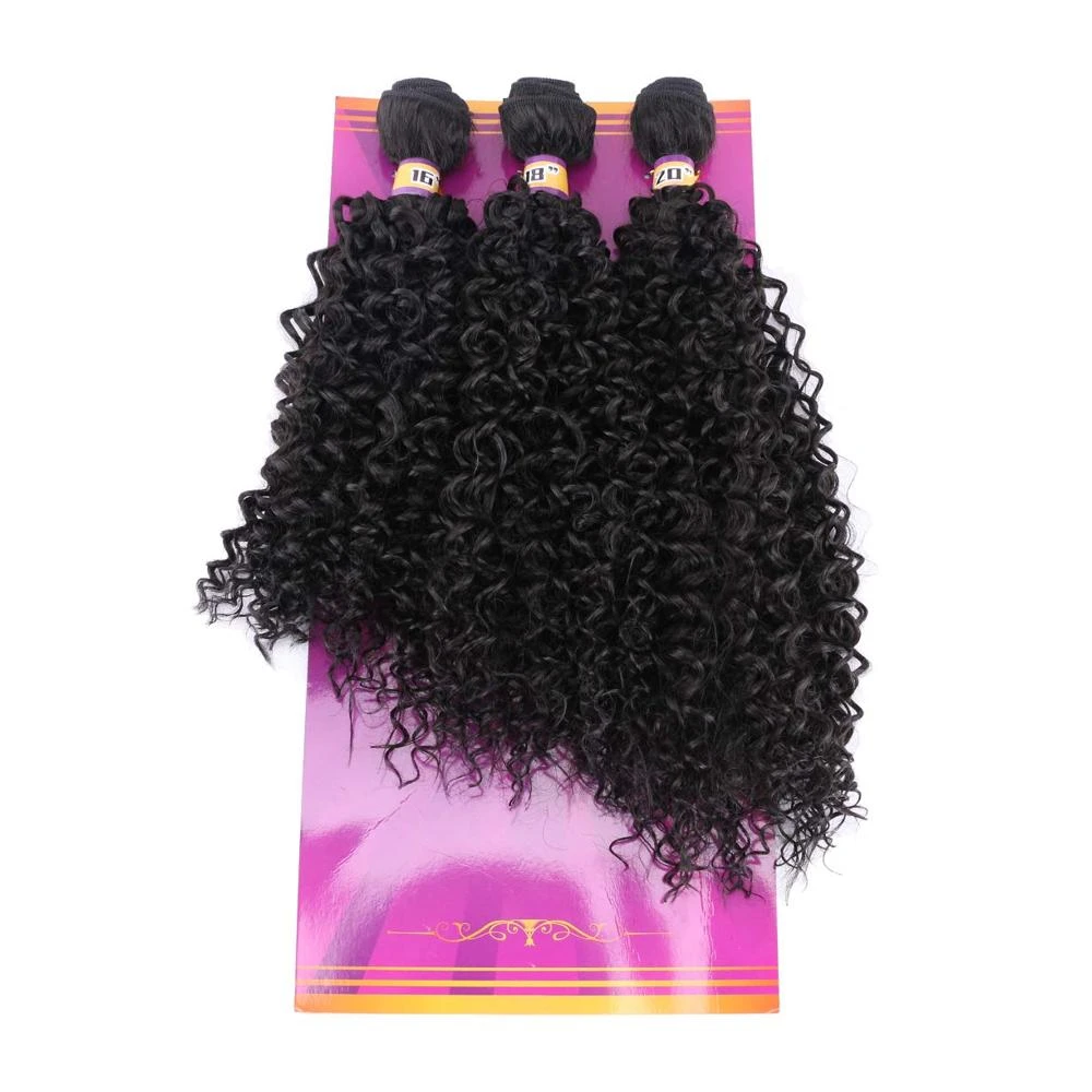 Cabelo Sintético Afro Crespo Trançado Preto Natural – Fibra Resistente 210g (40-50cm)