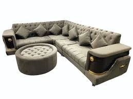 Sofá de Canto Moderno com Puff – Design Luxo e Conforto Premium