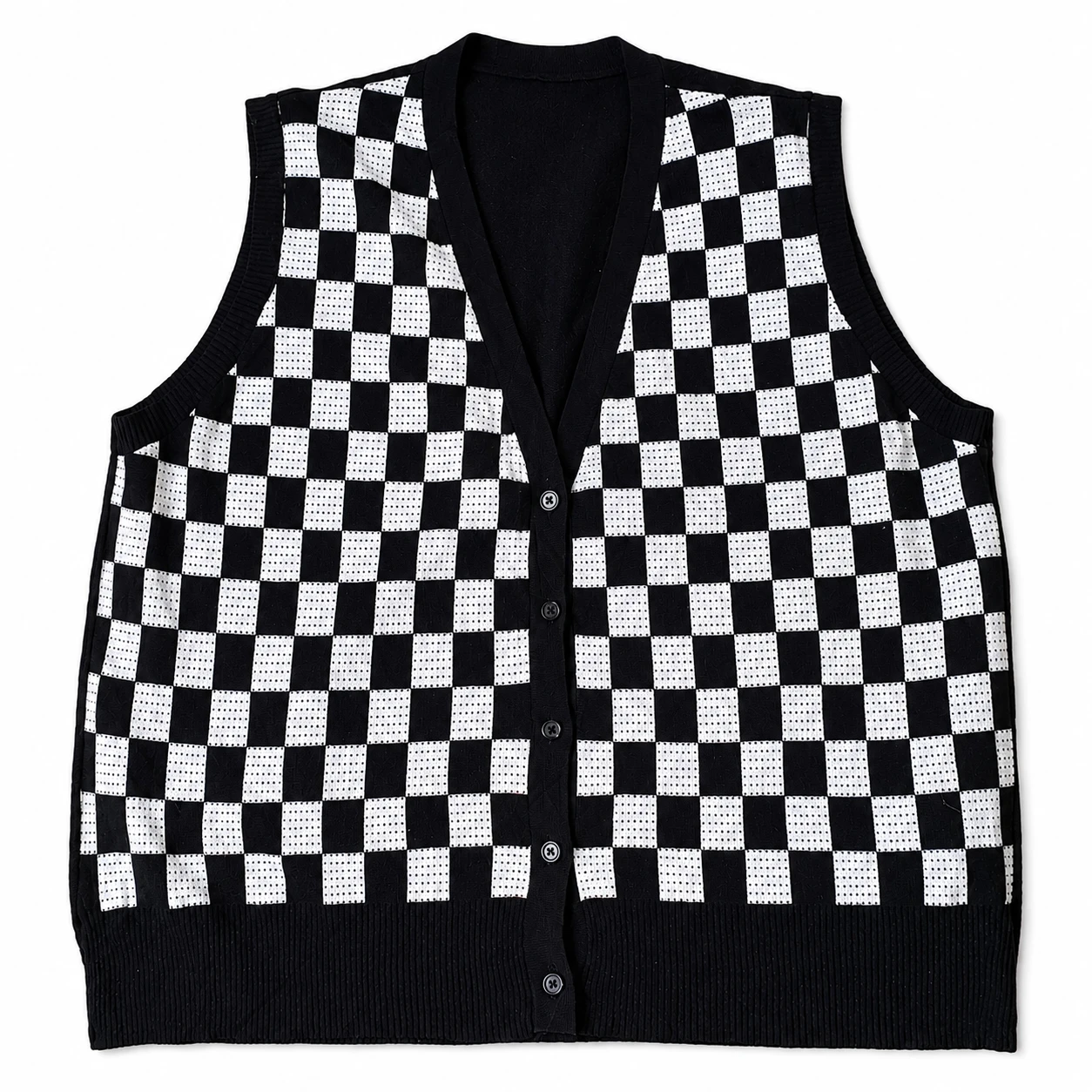 Colete Feminino Xadrez Preto & Branco Casual