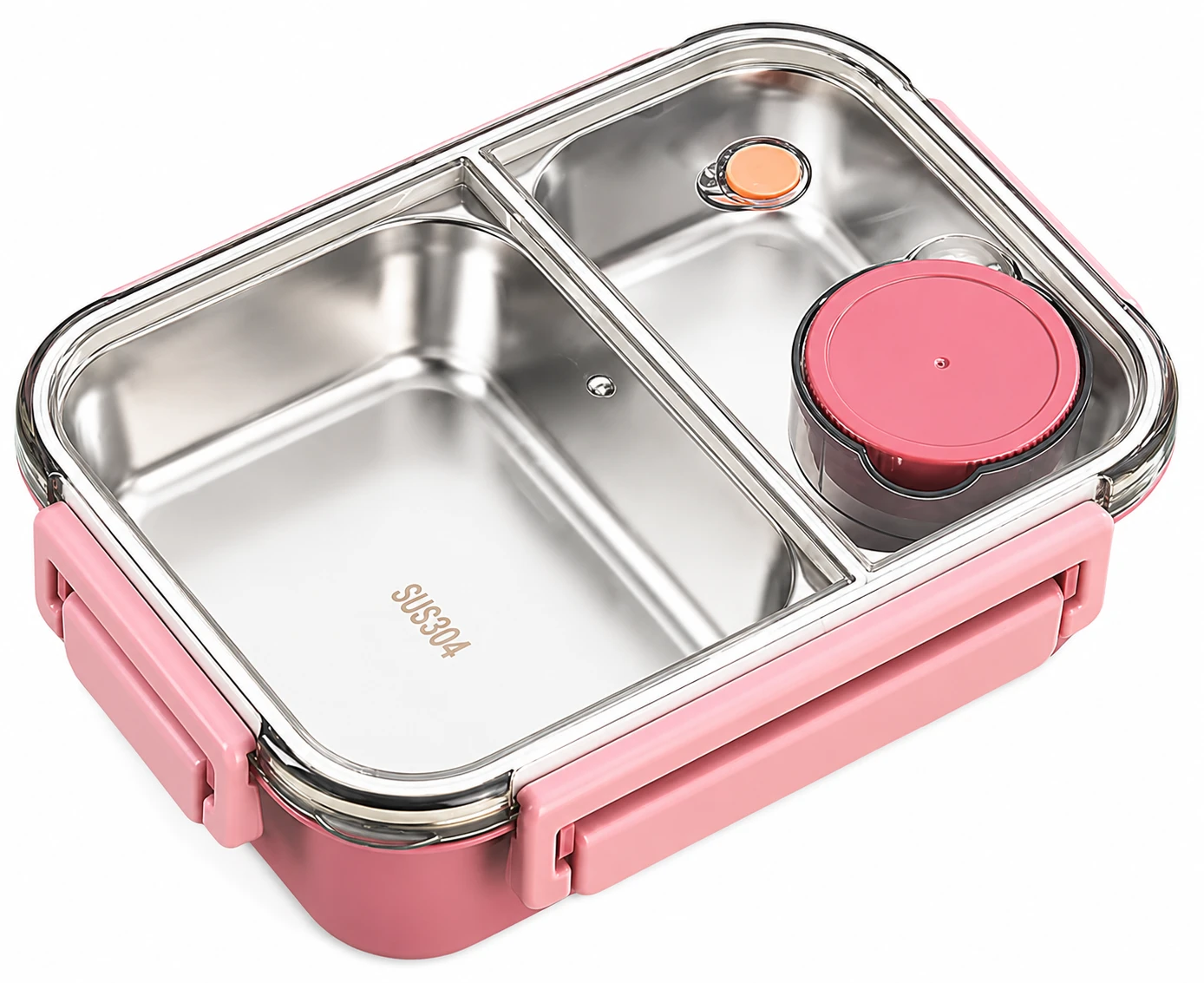 Lancheira Térmica Inox Rosa com Divisórias