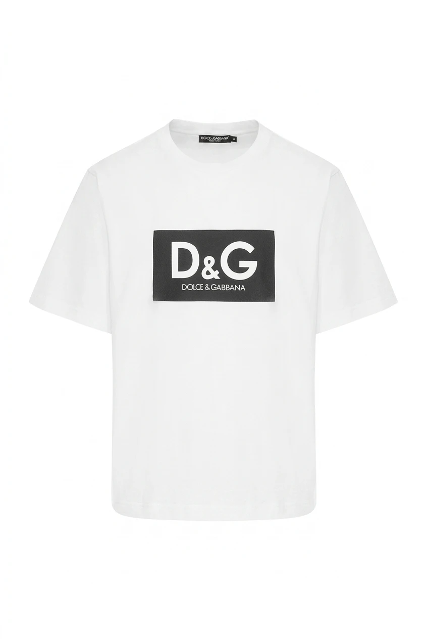 Camiseta Oversized Dolce & Gabbana em Algodão Branco com Logo D&G