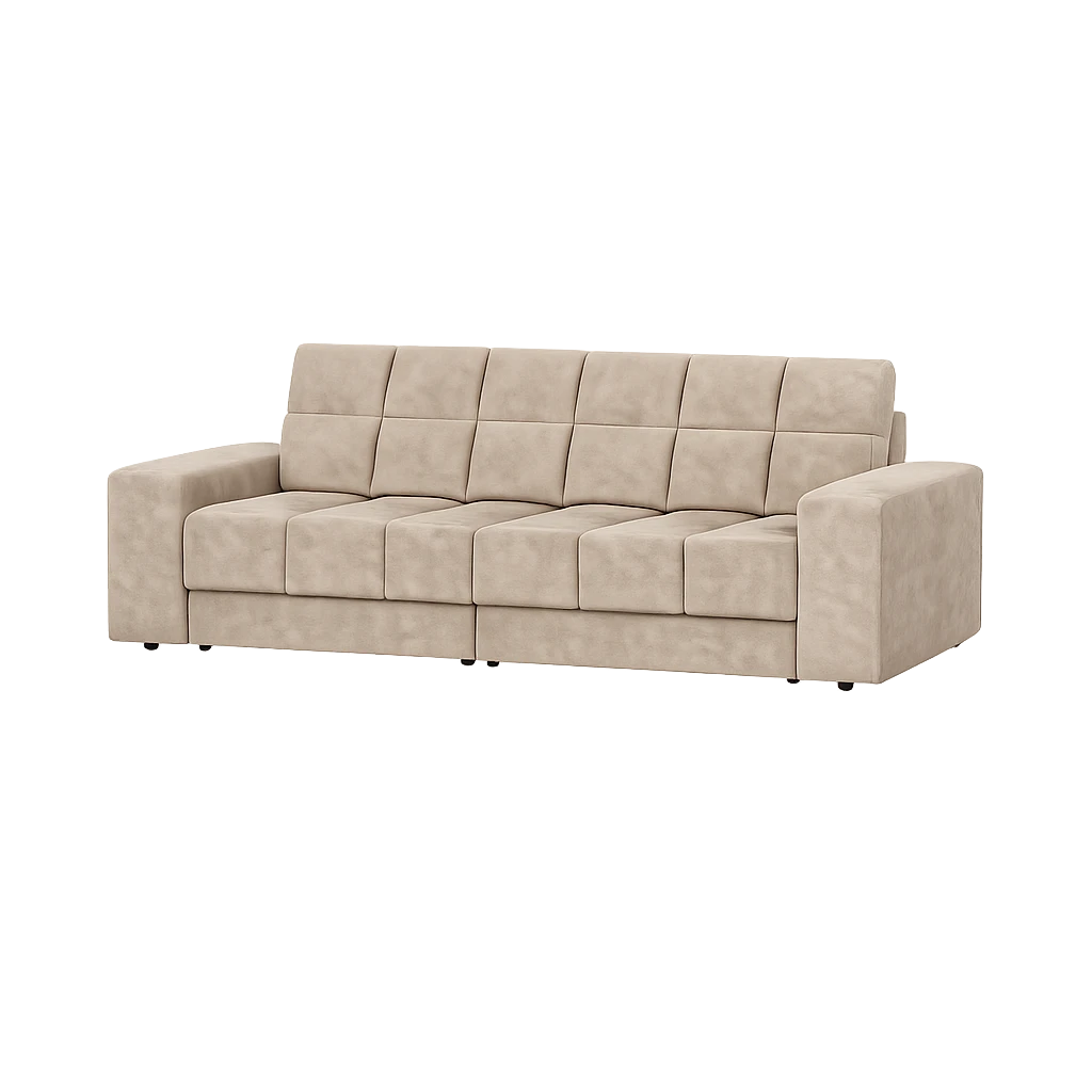 Sofá Moderno 3 Lugares Bege Confortável com Design Minimalista