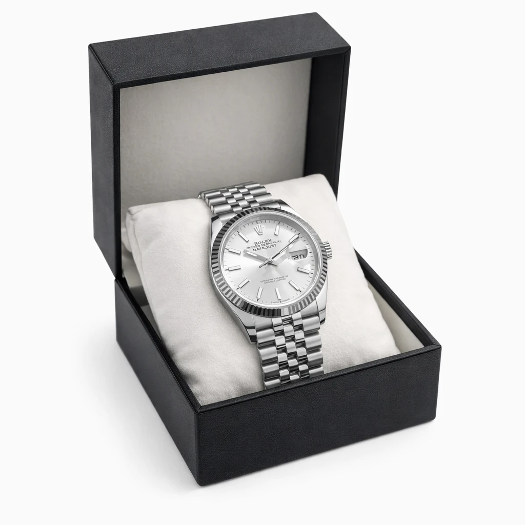 Relógio Masculino Luxo Estilo Datejust Prata com Mostrador Branco
