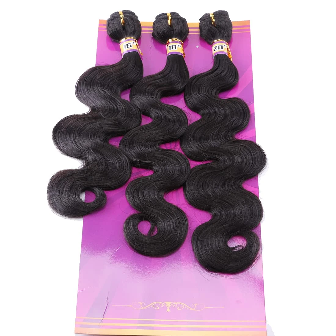 Cabelo Sintético Ondulado Preto Natural 40,5cm – 5 Mechas / 3 Feixes