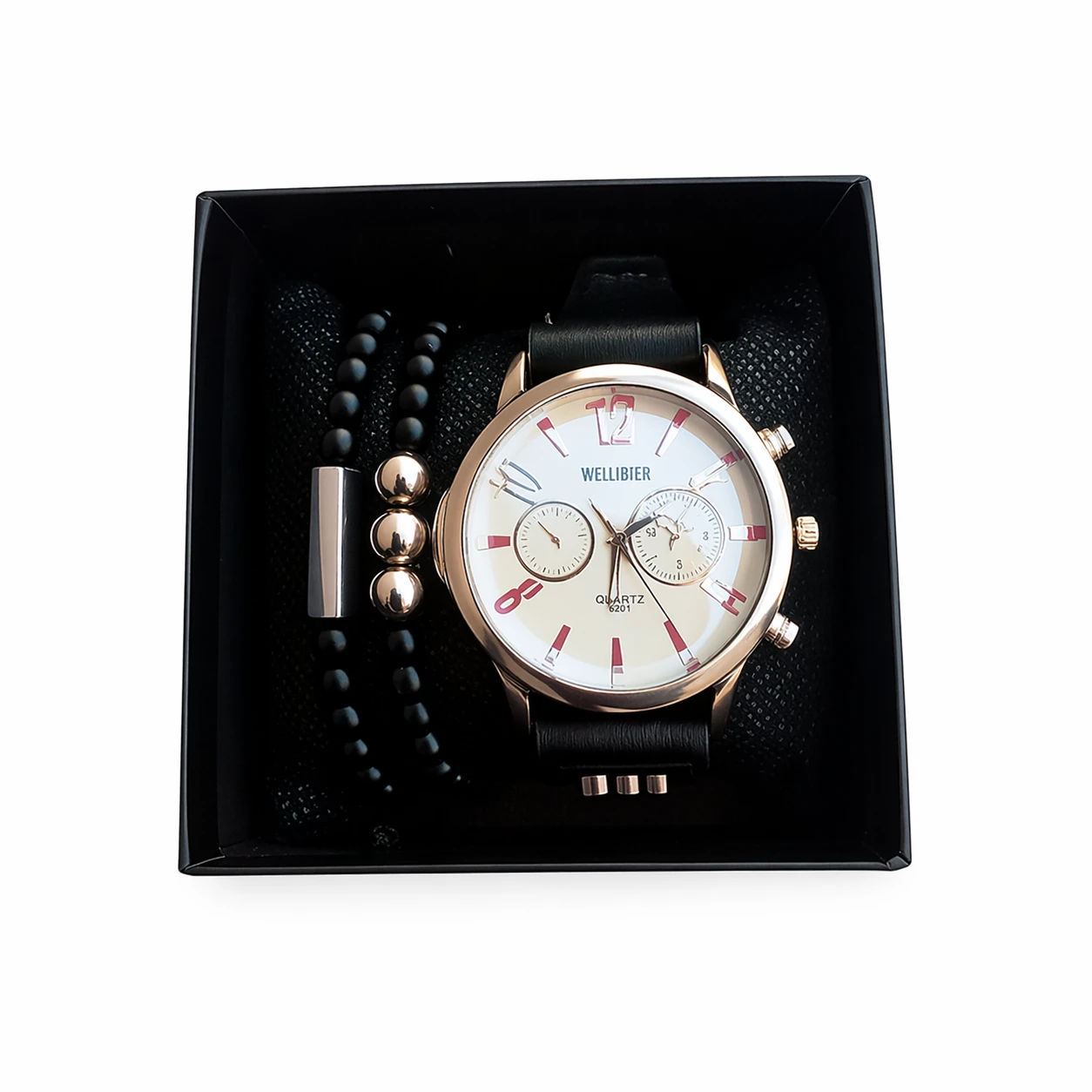 Relógio Masculino Luxo Wellibier + Pulseiras Elegantes