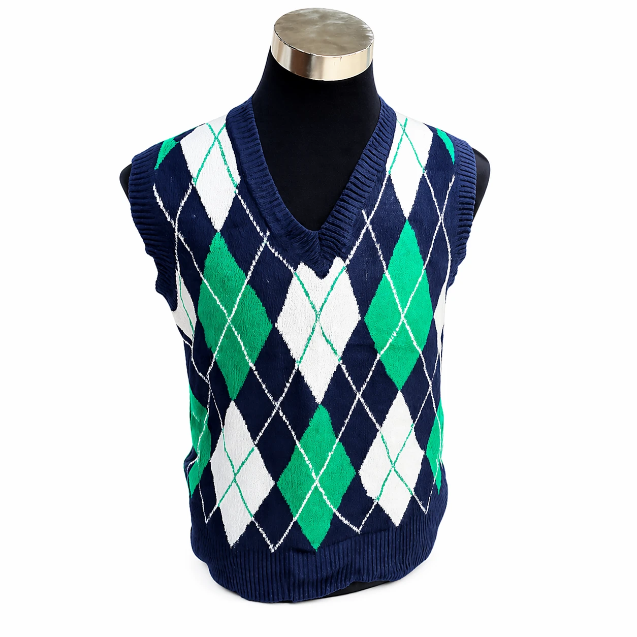 Colete Masculino Argyle Azul Marinho com Padrão Geométrico