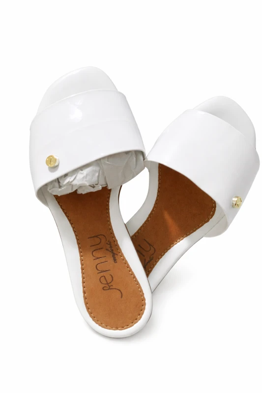 Sandália Slide Feminina Branca Zenny Elegance