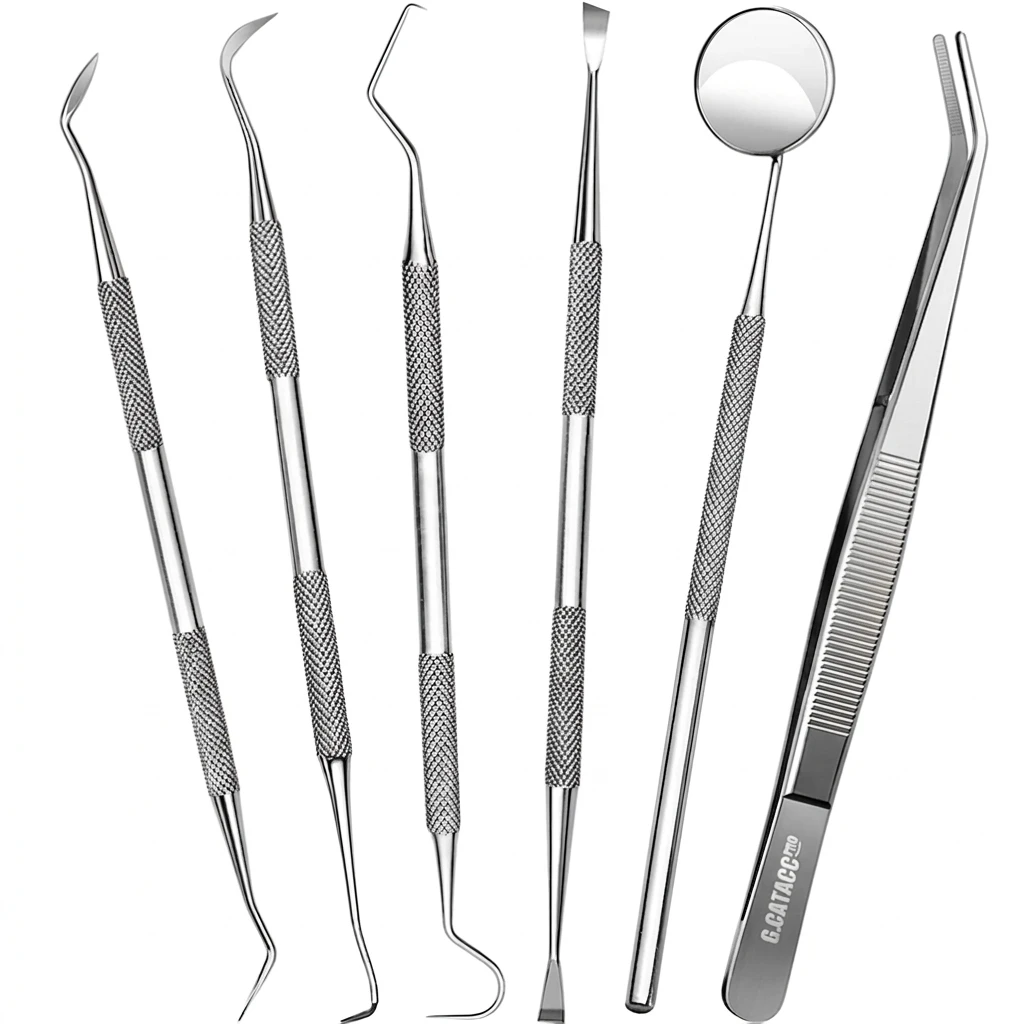 Kit Odontológico Profissional em Aço Inox – 6 Peças de Alta Precisão