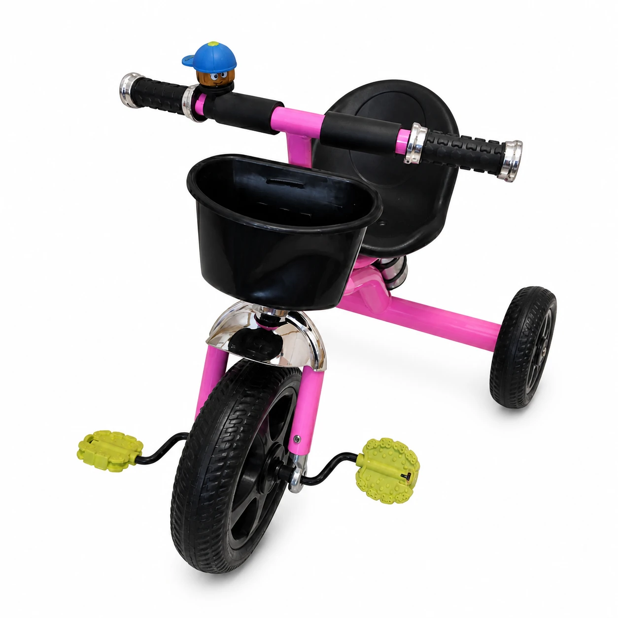 Triciclo Infantil com Cesto Frontal e Campainha – Rosa