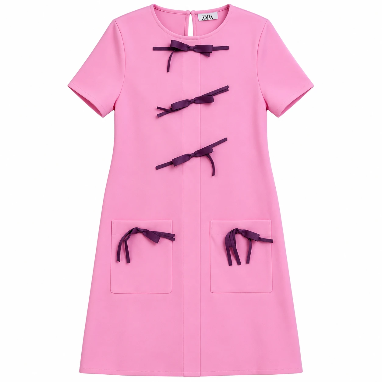 Vestido Feminino Zara Rosa com Laços Decorativos