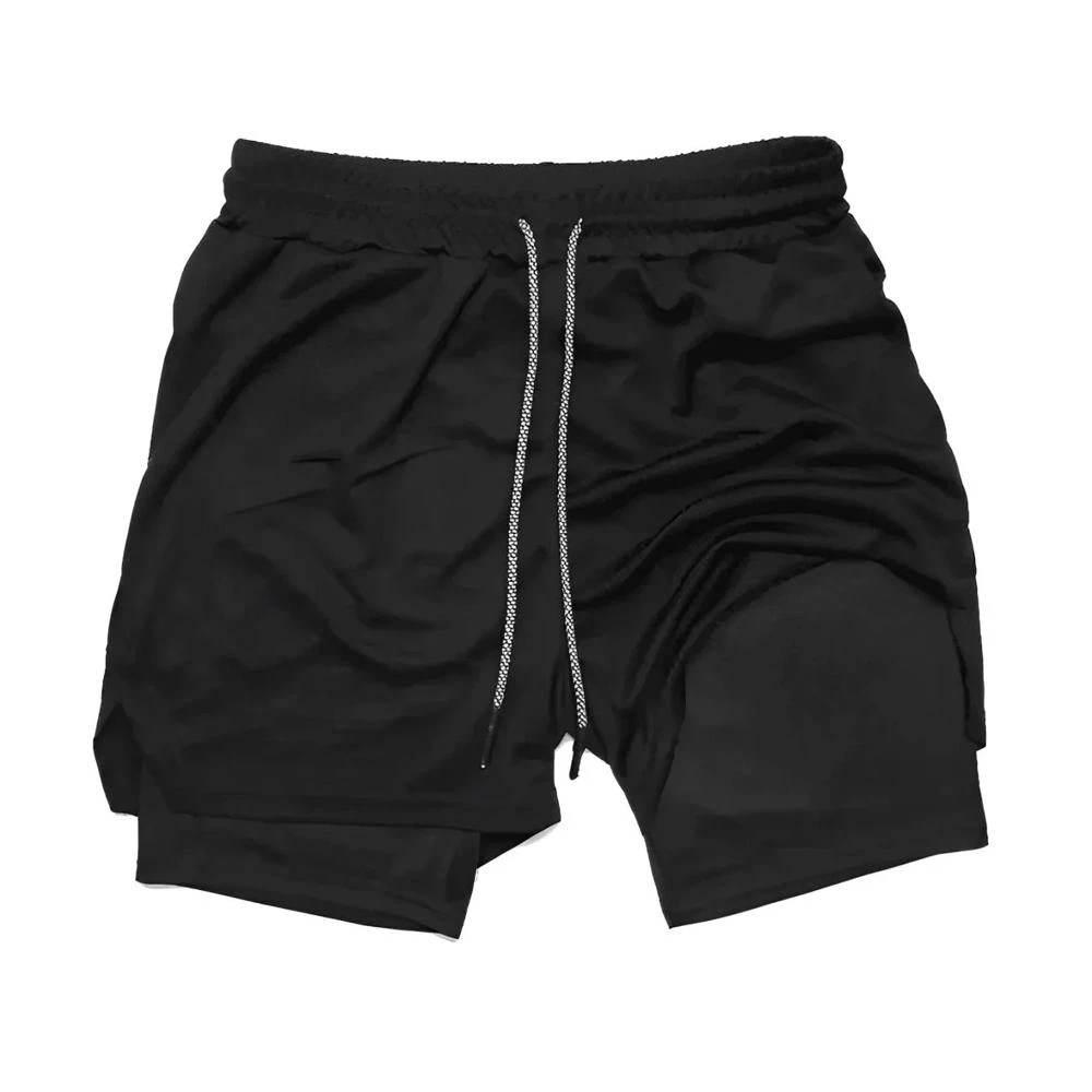 Calções Desportivos Masculinos 2 em 1 com Compressão – Leves, Respiráveis e Ideais para Treino