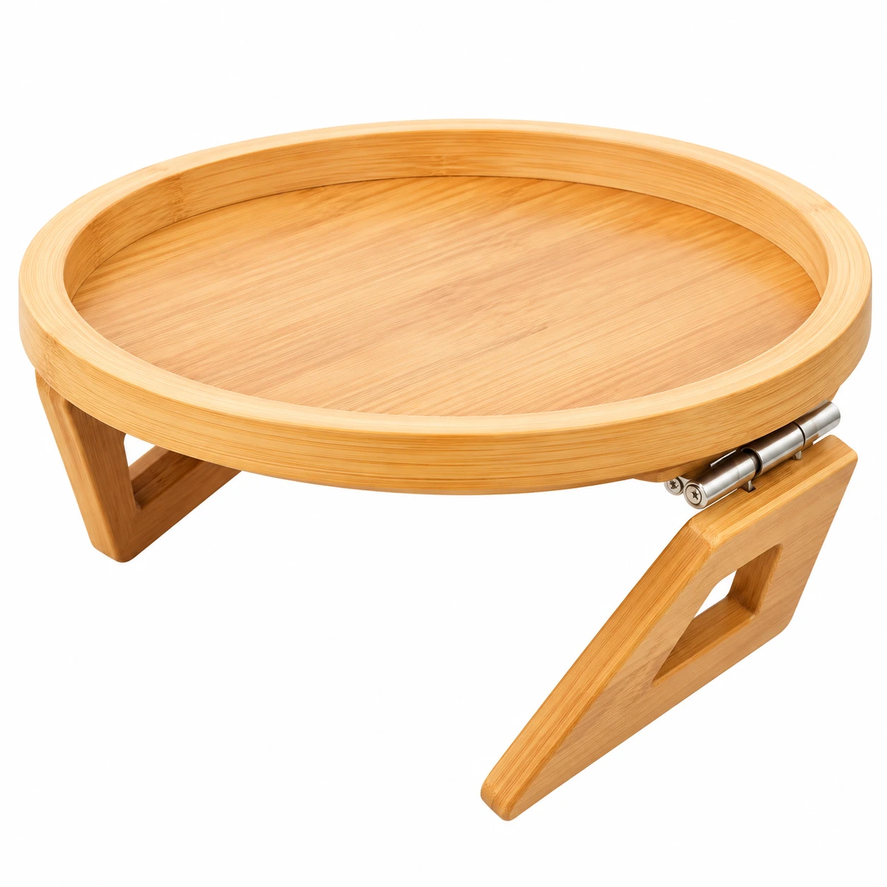 Bandeja Redonda de Bambu com Pés Dobráveis – 25 cm