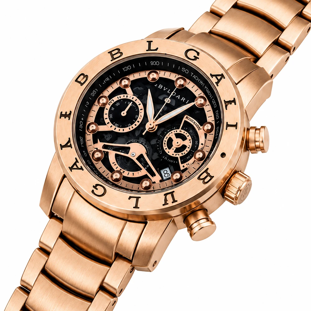 Relógio BVLGARI Dourado Masculino Cronógrafo