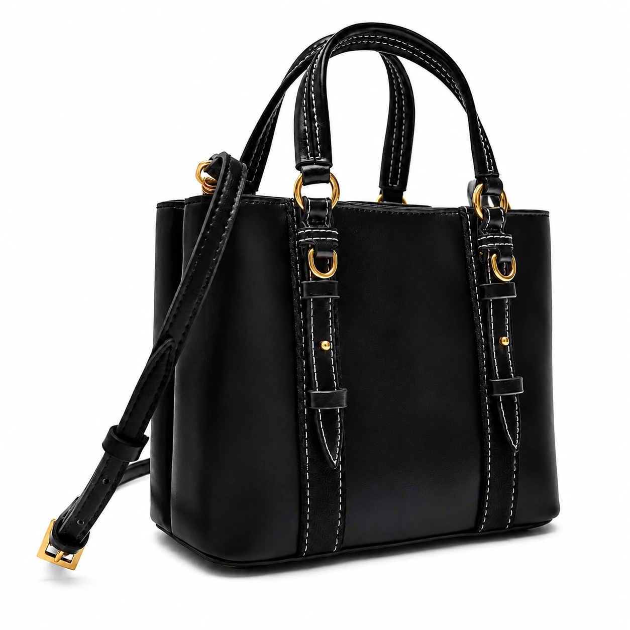 Bolsa Feminina Elegante em Couro Sintético Preto – Shoulder Bag Premium