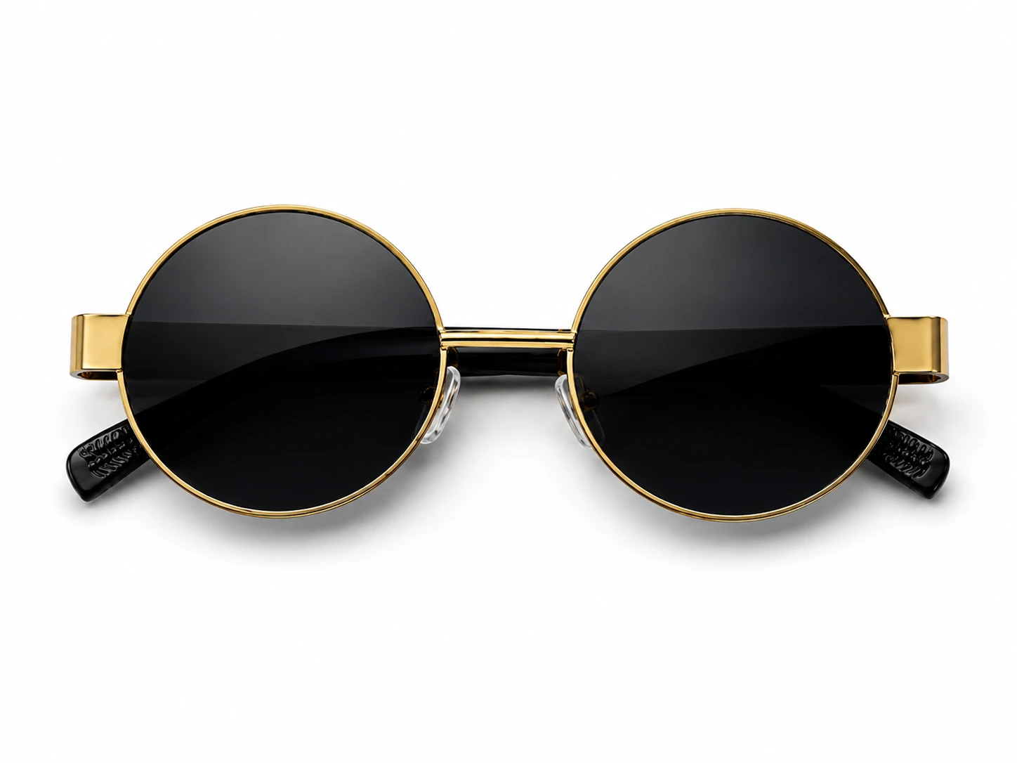 Óculos de Sol Redondo Vintage Premium Dourado com Lentes Pretas