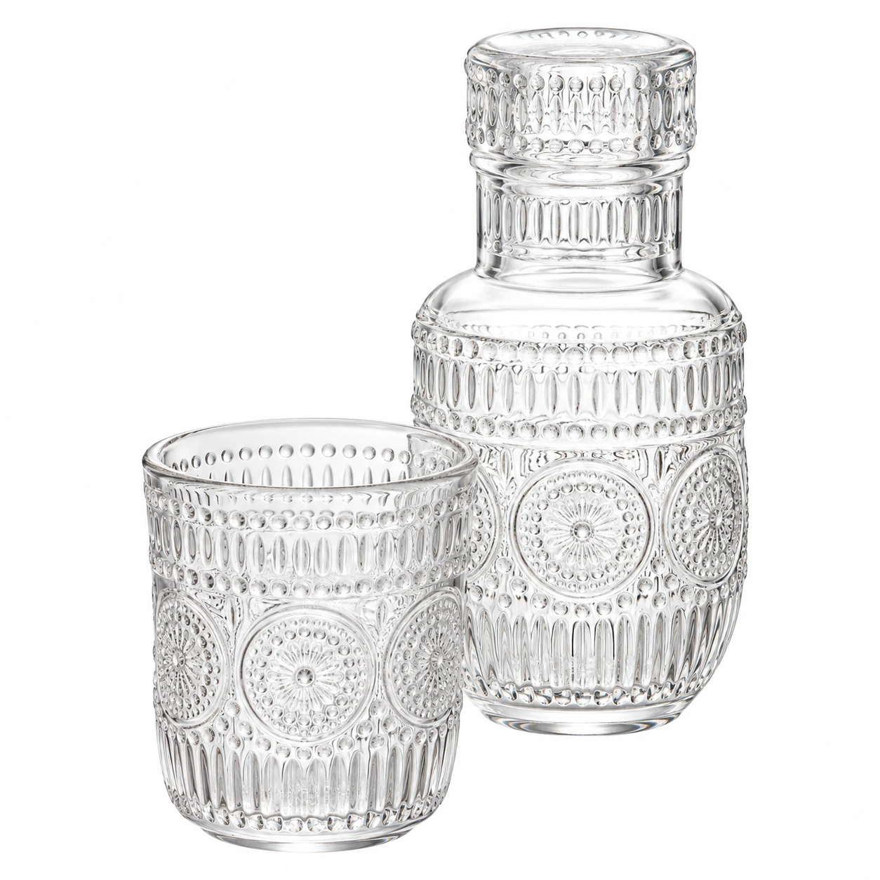 Jarra de Água de Vidro com Copo 600 ml – Estilo Vintage