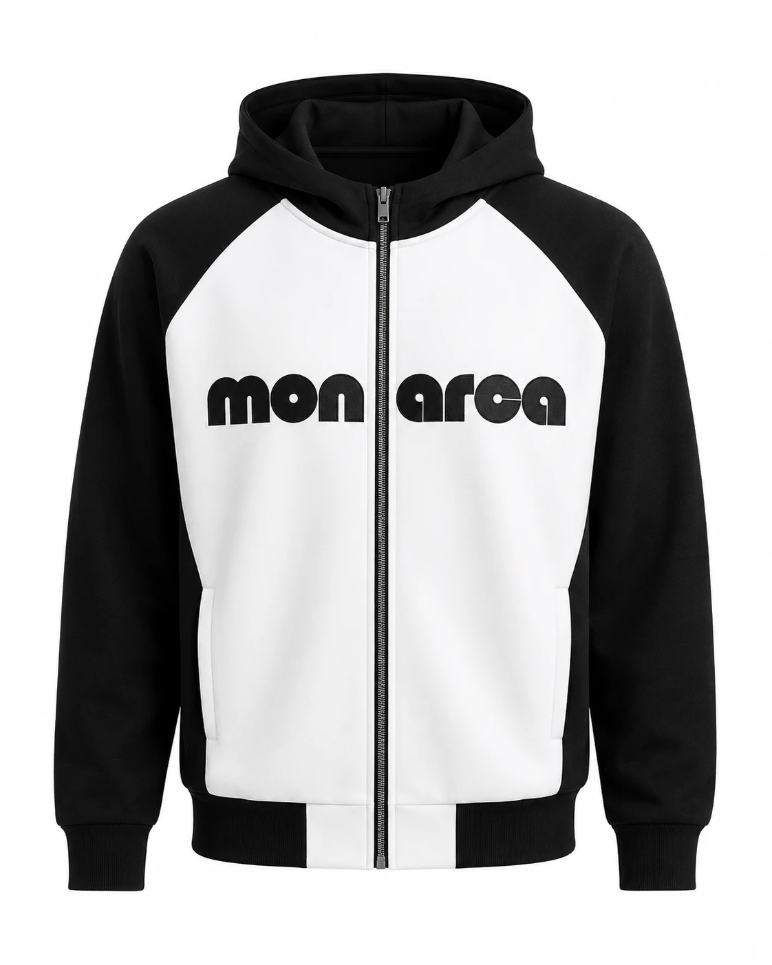 Casaco com Fecho Monarca Noir – Hoodie Premium Preto e Branco
