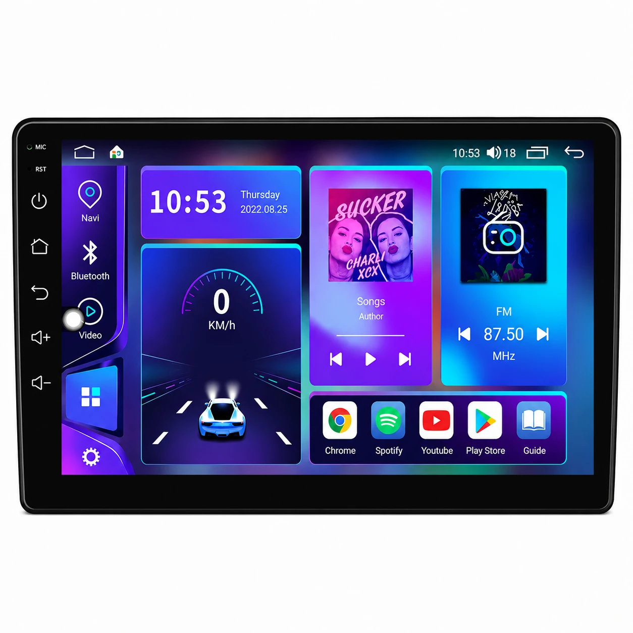Tela Android Automotiva Universal 10 Polegadas 1 DIN/2 DIN com GPS, Bluetooth e WiFi