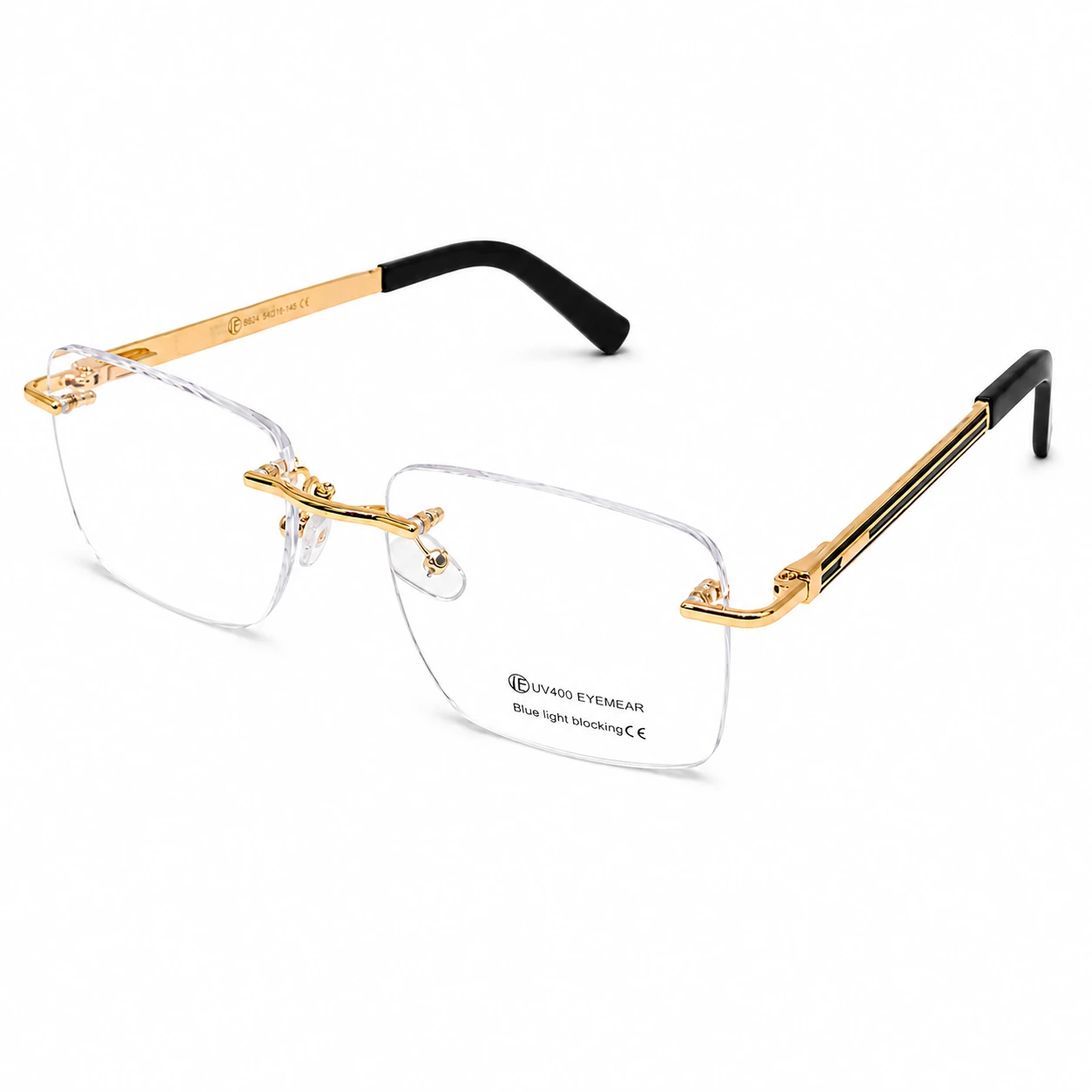 Óculos Rimless UV400 Blue Light Gold Premium