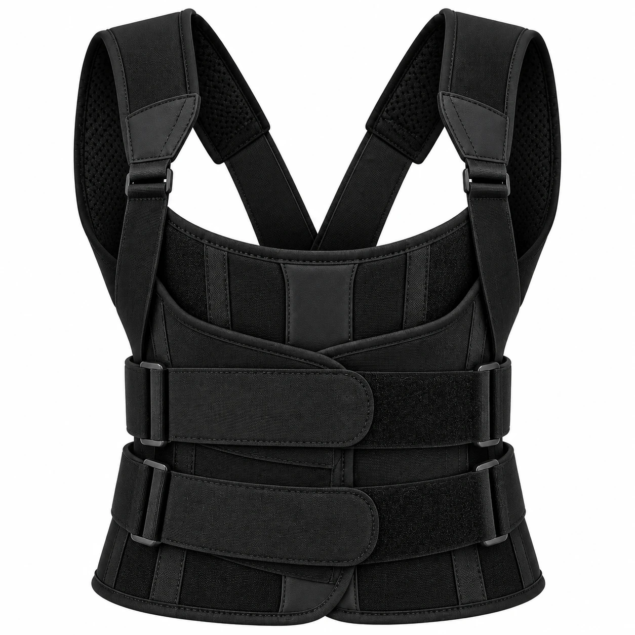Corretor Postural com Suporte Lombar Ajustável – Preto